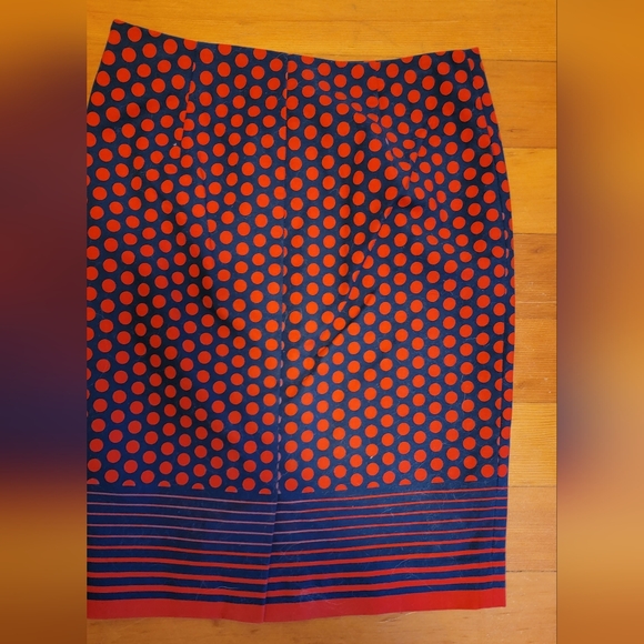 The Limited Women's Pencil Polka Striped Dot Navy Red Skirt Size 0 - Picture 2 of 3